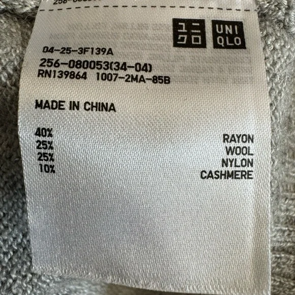 Uniqlo Gray Rayon/Cashmere Blend Cardigan EUC - Picture 3 of 3